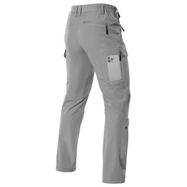 Moosehill Men's Hiking Cargo Pants Lightweight Water-Resistant Tactical Work Pants Quick Dry for Fishing Golf Travel Outdoor (Light Grey, 36W x 31L)