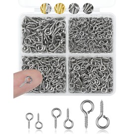 320pcs FIVEIZERO Stainless Steel Small Screw Eye Pins for Jewelry Making & DIY Crafts, Mini Eyelet Screws for Art Projects & Bead Charms, Tiny Eye Hooks & Screw Eyes for Crafts (Silver,3 Sizes)