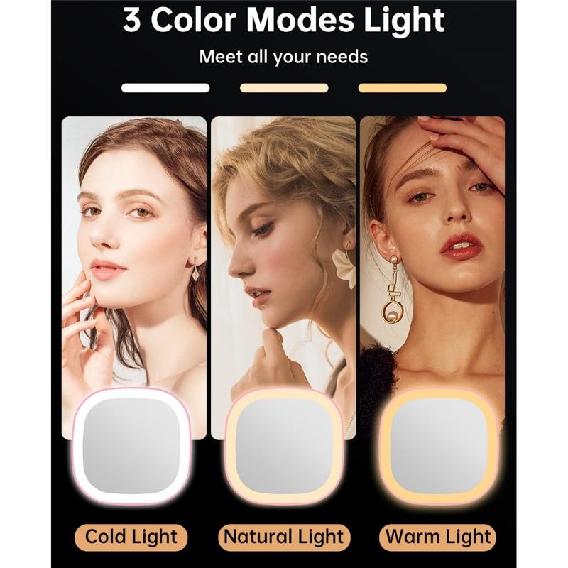 LED Compact Makeup Mirror, 4 Inches 1X/10X Magnification Travel Mirror
