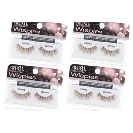 Ardell Wispies False Eyelashes - Brown, Natural Look Wispy Lashes, Lightweight & Reusable Strip Lashes, 4 Pack