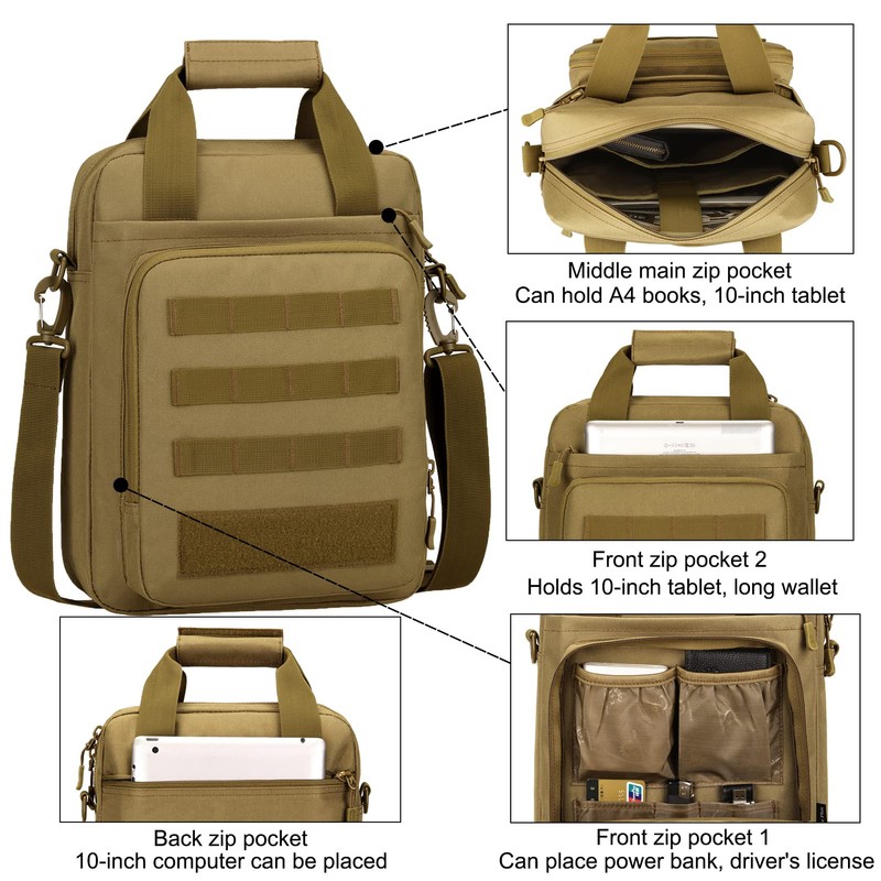 ZHIERNA Tactical Briefcase Shoulder Bag Small Men's Bag Messenger Bag
