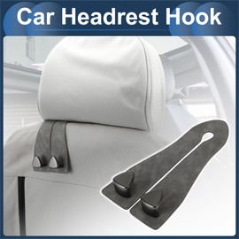 INFINAUTO Car Seat Headrest Hook, Interior Accessories for Most Cars, SUVs, Trucks, Car Seat Back Organiser Hooks, Faux Leather, Metal, Grey, 6.89 x 3.27 Inches