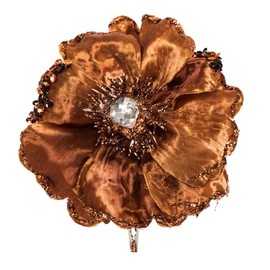 Vickerman 5" Artificial Copper Polyester Wild Poppy Head with Sequin, Glitter and Clip, Pack of 3