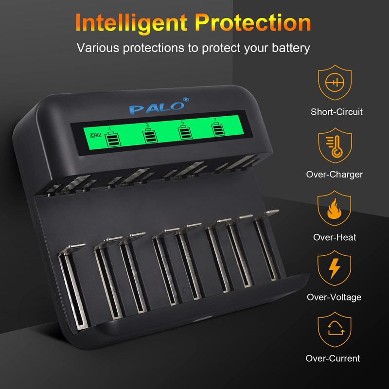 Tenberly AA AAA C D Universal Battery Charger with 4