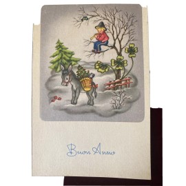 Vintage postcard "Happy new year" in Italian