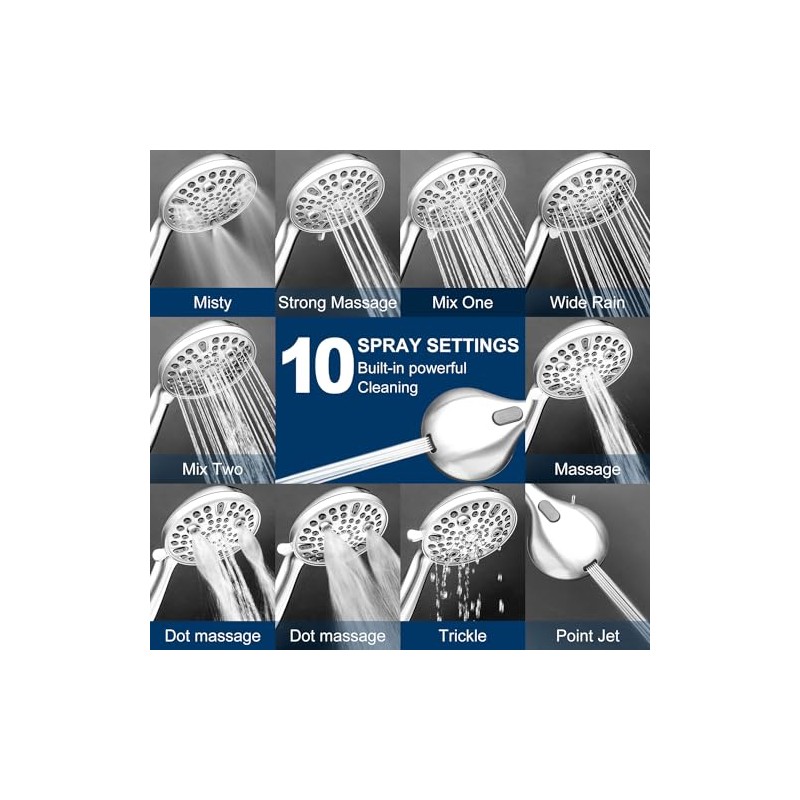 Shower Head with Handheld - All Metal Showerhead Holder and