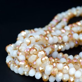 Chuxin 446Pcs Briolette Glass Beads for Jewelry Making, 6mm Faceted Glass Crystal Beads for Bracelets Making, Rondelle Bulk for Crafts Wine Charms Wind Chimes Suncatchers