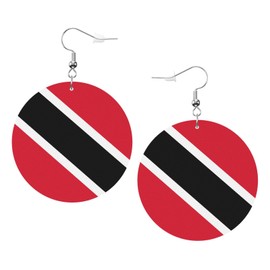 Trinidad And Tobago Flag Faux Leather Earrings For Women Lightweight Round Dangle Earrings Gift
