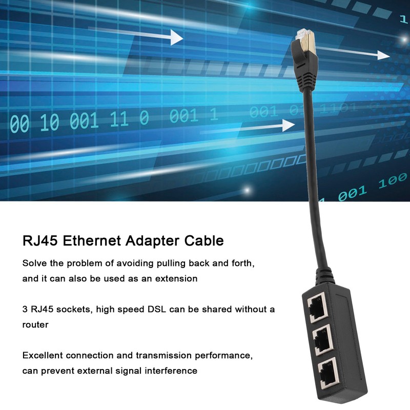 RJ45 Ethernet Adapter Cable Extension 1 to 3 Port Excellent