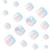 24Pcs Blue French Tip Press on Toenails Short Square Fake