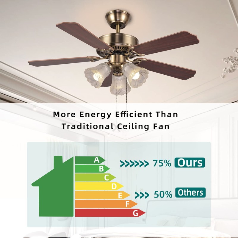 TWLITE 42 Inch Indoor Ceiling Fan with Pull-chain and Three