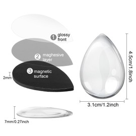 72 Pieces Craft Magnets Glass Ceramic Ferrite Magnet with Adhesive Backing and Transparent Clear Glass Cabochons for DIY Craft Fridge Refrigerator Pendants(1.77 x 1.22 Inch,Water Drop)