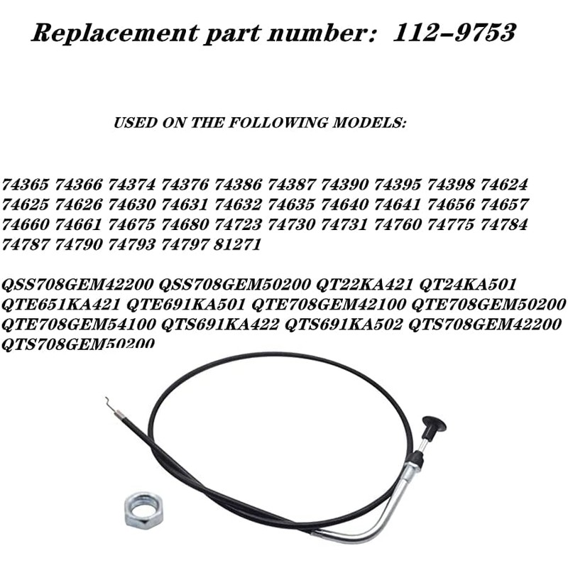 fascinatte 112-9753 Choke Cable for Toro SS5000,74365,74366,74374,74376,74386,74387 Timecutter Lawn Mower