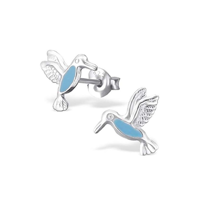 ICYROSE 925 Sterling Silver Small Blue Hummingbird Stud Earrings (Nickel