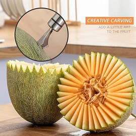 WADY 2pcs Melon Baller Scoop Stainless Steel Fruit Cutter Shapes Multifunctional Melon Scoop Carving Tool for DIY Fruit Salads Ice Cream Ball Scoops