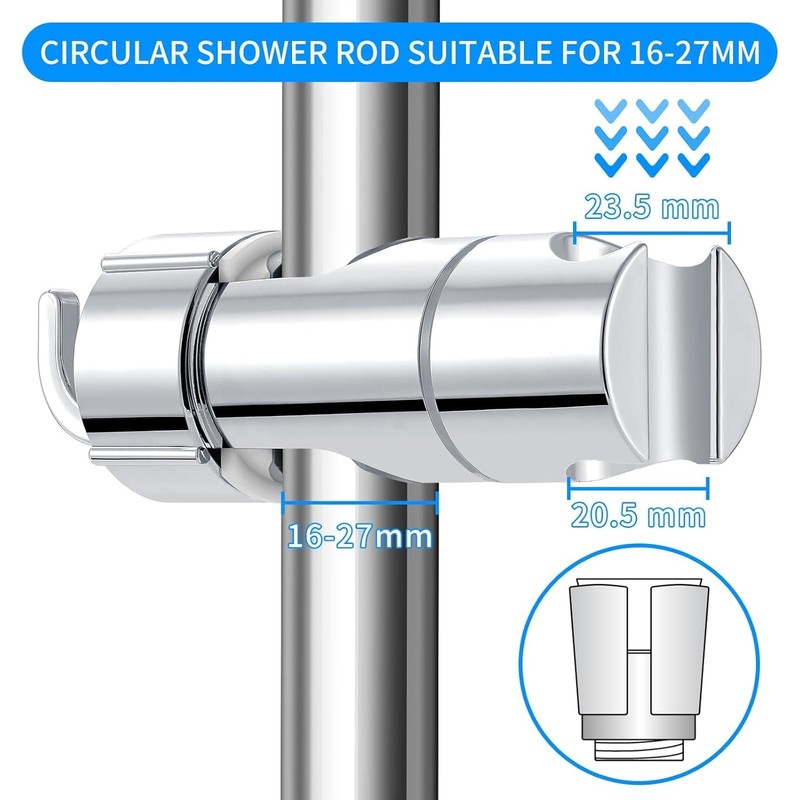 WUBAYI Shower Head Holder with 2 Hooks, Universal Shower Bracket