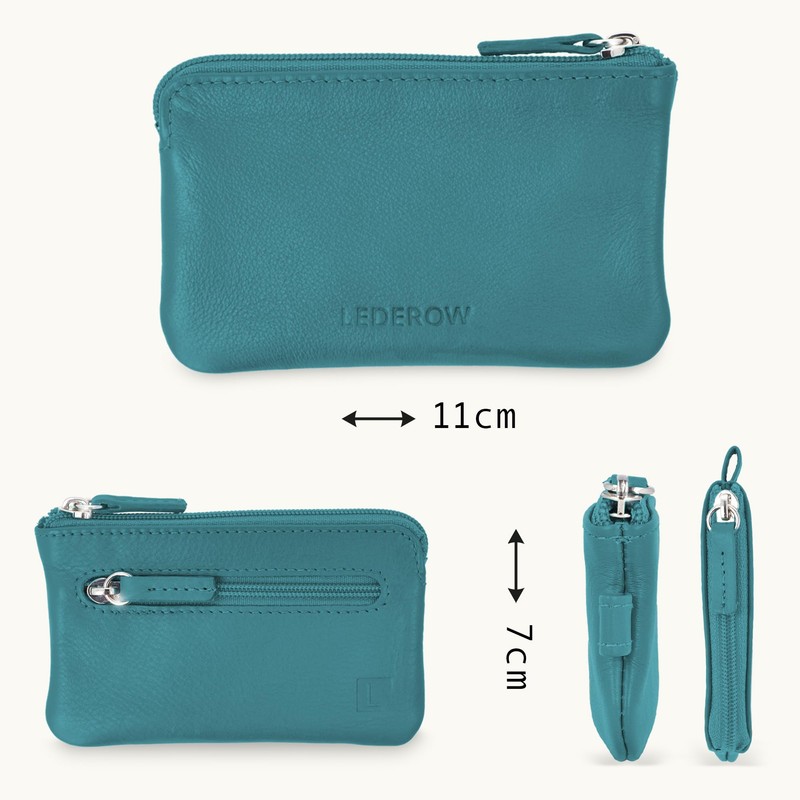LEDEROW Leather Key Case [2 Separate Compartments] Zip for Men