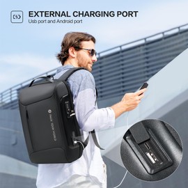 OIWAS Business Backpack for Men, Anti-Theft Backpack Fits 15.6 Inch Laptop, High Tech Backpack with USB Charging Port, Waterproof Travel Laptop Backpack for Men and Women