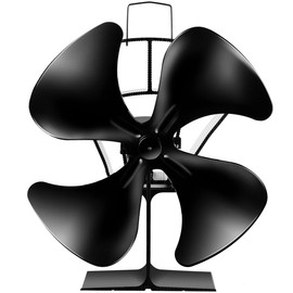 COSTWAY 4-Blade Stove Fan, Multi-Function Fuel Heat Powered Fan, Saving Wood Burning Eco Fan for Wood/Log Burner/Fireplace/Laptop Computer with Micro USB Cord Black