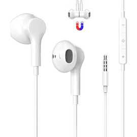 Earphones, Wired Earphones, 2025 Newest Models, Earphones, Mic, Magnetic Design, Tangle-Free Microphone Included, Stereo Earphones, Remote Control, Noise Canceling, Call Compatible, Volume Adjustment