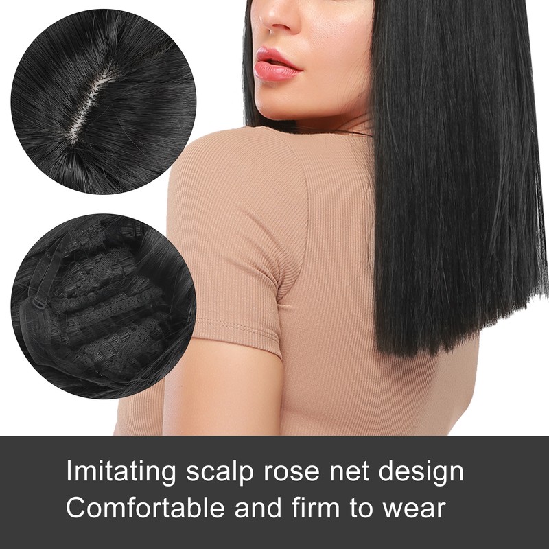 Women Long Straight Hair Full Wig Black Synthetic Wig With