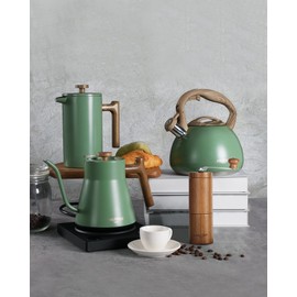 POLIVIAR Manual Coffee Grinder, Coffee Bean Grinder with Adjustable Ceramic Burr, Vintage Style Wooden Hand Coffee Grinder, Portable Burr Coffee Grinder with Brush and Spoon （JX2022-CG10）