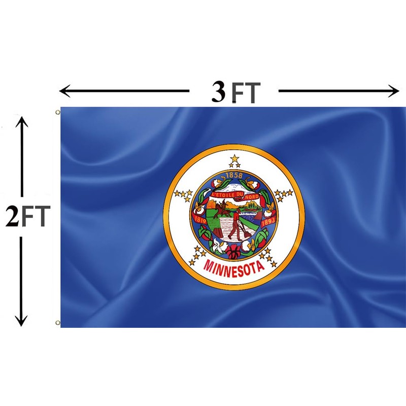 OEIDABXU Minnesota State Flag 2x3FT Durable Fabric Screen Printed With