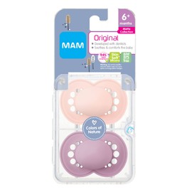 MAM Chupete mate original (2 unidades, 1 funda de esterilización), chupetes de 6 meses más, chupete para bebé, los mejores chupetes para bebés amamantados, estuche de almacenamiento esterilizante