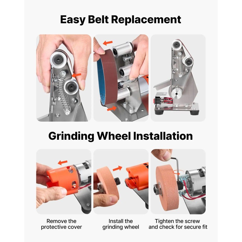 7-Speed Adjustable 3-in-1 Mini Belt Sander 13" X 1.2" Sanding