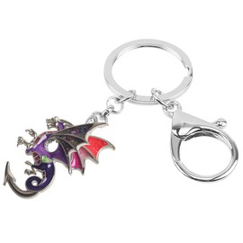 WEVENI Enamel Dragons Keyring Dinosaur Dragon Key Ring Fashion Jewellery for Women Girls Bag Car Wallet Charms (Mauve), mauve