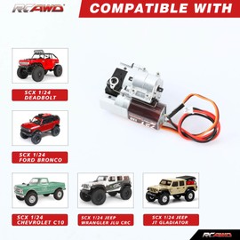 RCAWD SCX24 2 Two Speed Transmission Gearbox & 130 Motor & Shock Tower & Skid Plate for Axial 1/24 SCX24 AX24 Upgrades Part Silver