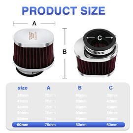 2PCS Motorcycle Air Filter Universal 60MM Replacement Engine Filter Dirt Bike High Performance Air Filters Fit Motocross Carburetor Cleaner for Pit Bike Scooter Moped YAMAHA HONDA SUZUKI KAWASAKI ATV