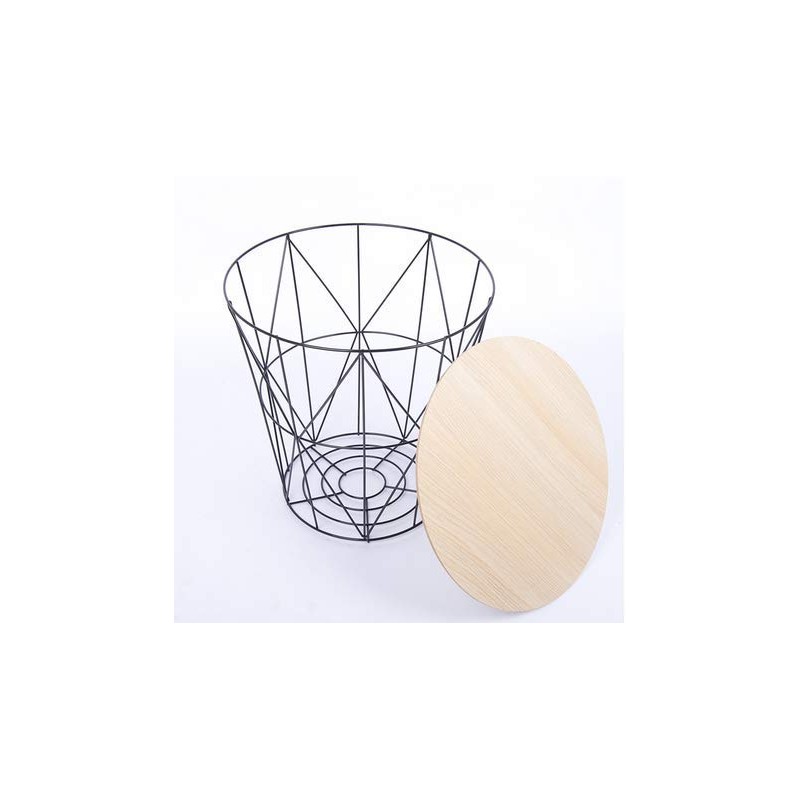HOMION Modern Round Wire Metal Storage Basket Side Table Bedroom