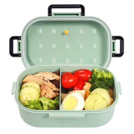Ninevi 1000 ml Bento Box, Leak-Proof Lunch Box for Children and Adults, Lunch Box with Compartments, Leak-Proof Lunch Box (Green)