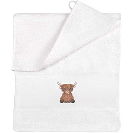 Azeeda 'Highland Cow' Flannel/Guest Towel (TL00048254)