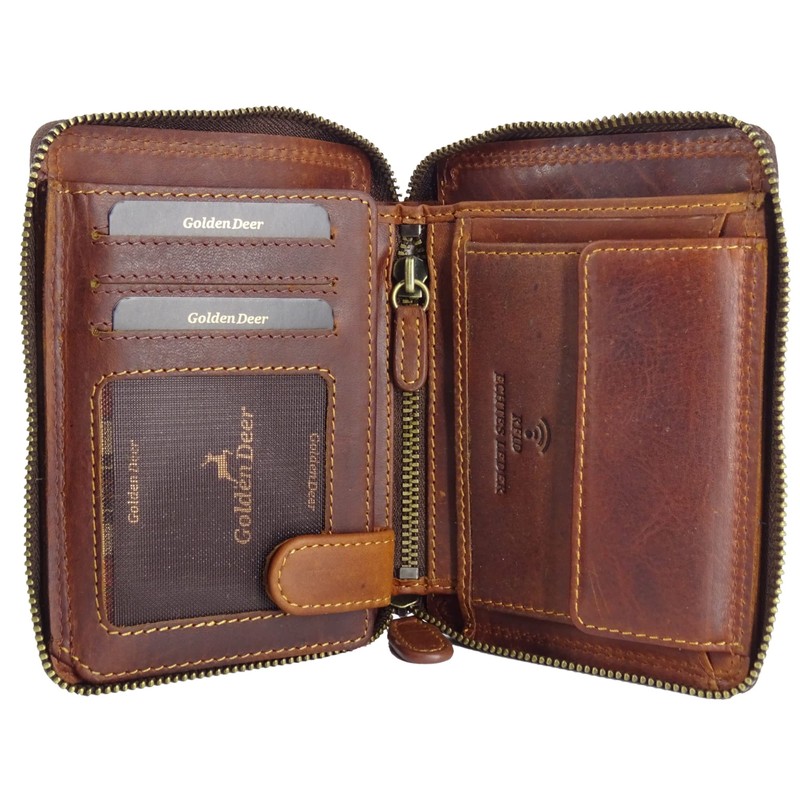 Fregery ® Leather Wallet for Men with RFID Protection with