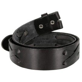 TB105 Western X-Laced Genuine Full Grain Leather Belt Strap with Snaps on 1-3/4"(45mm) Wide (BLK,40)