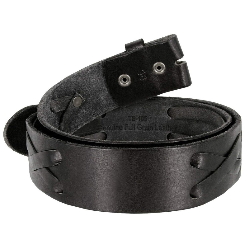 TB105 Western X-Laced Genuine Full Grain Leather Belt Strap with
