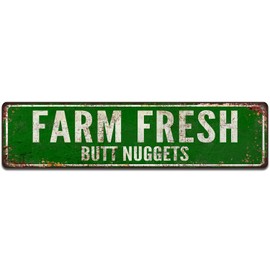 Vintage Style Metal Street Signs, 16x4 inches, Rustic Wall Art Plaques for Home Decor, Multiple Fun Designs (FARM FRESH)