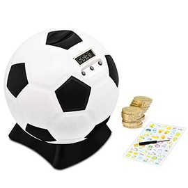 Digital Counting Money Box with Counter Football Piggy Bank Large for Kids Early Education Money Box with Automatic LCD Display Black and White