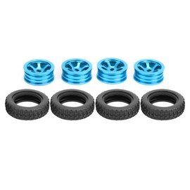 RC Metal Wheel Hub with Rubber Tire Set for WLtoys K989 Remote Control Cars 1/28Blue