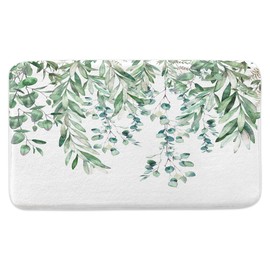 MDUKOIN Green Eucalyptus Sage Leaves Bathroom Rugs, Bath Mat for Bathroom, Flannel Non Slip Kitchen Rugs Shower Bathtub Doormats