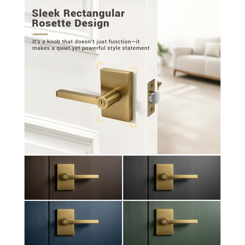 Champagne Bronze Door Knobs, Satin Brass Golden Interior Door Handles