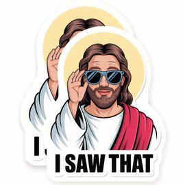 Jesus Stickers - I Saw That Meme - Funny Religious - 2 Pack - 5" Wide Design - Adheres to Laptops, Tumblers, and More - Made in The USA - AQS4460