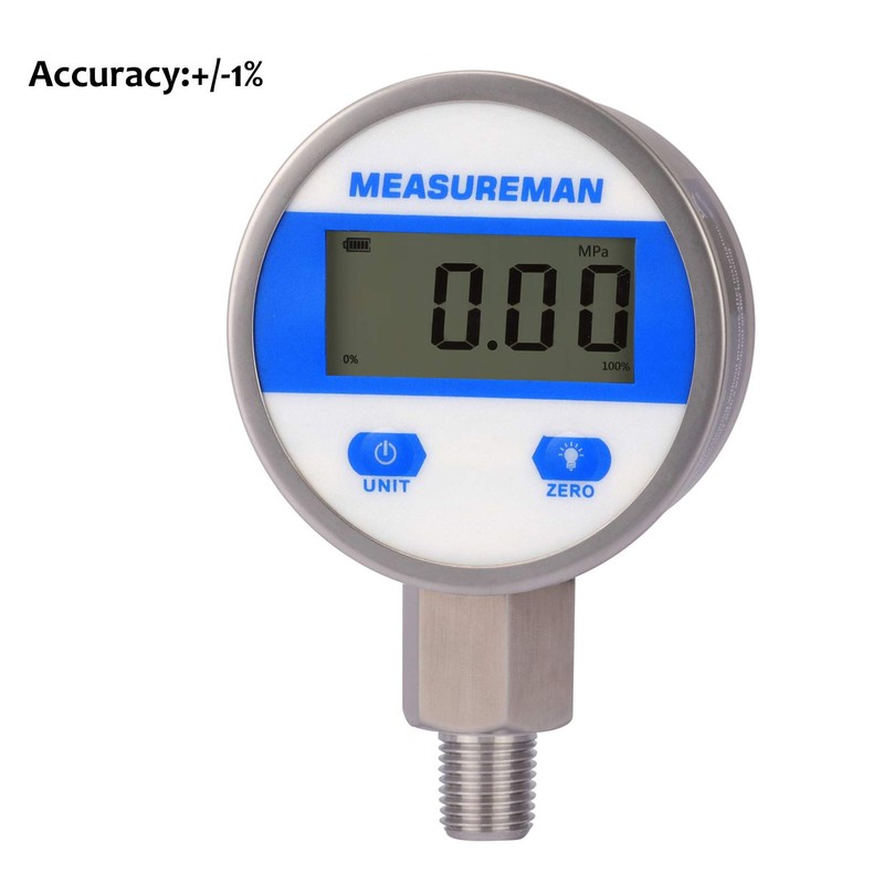 MEASUREMAN 2-1/2" dial, Digital Industrial Pressure Gauge with 1/4" NPT