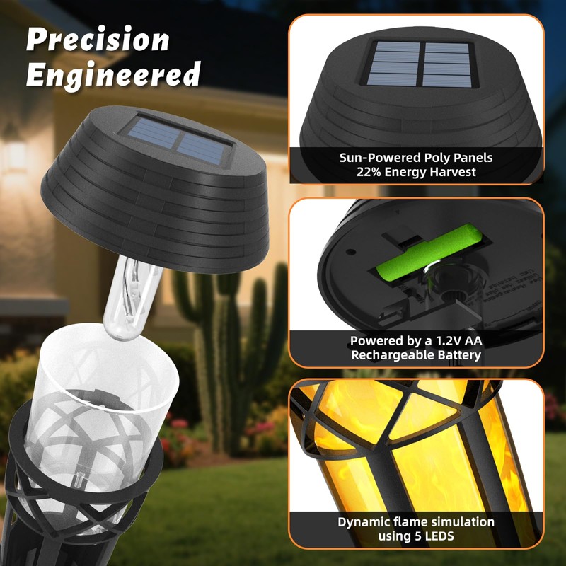 Evelynsun Flickering Flames Torch Light Solar Garden Lights Waterproof Landscape