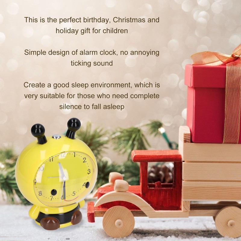 Alarm Clock Cute Cartoon Safe Use Silent Tick Light Weight