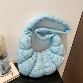 MZE JPLAN Trendy Croissant - Bolsos cruzados acolchados para mujer, grandes acanalados, de nailon y bolsos, ligeros, Azul-cielo, Small, Chica