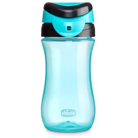 Chicco My Tumbler Open Rim Water Bottle with Free-Flow Spout 12oz.| Spill Proof when Lid is Closed | Flip-Up Carry Handle | Top-Rack Dishwasher Safe | Easy to Hold Toddler Cup | Teal | 2+ Years