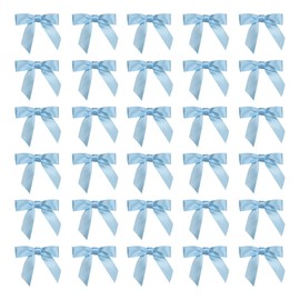 Light Blue Satin Ribbon 2.5 inch Wide 30 PCS Mini Bows for Crafting Ribbon Twist Tie Bows, Perfect for Gift Wrapping, Weddings, Baby Showers,Christmas Parties,Pre-Tied and Ready-to-Use Craft Bows